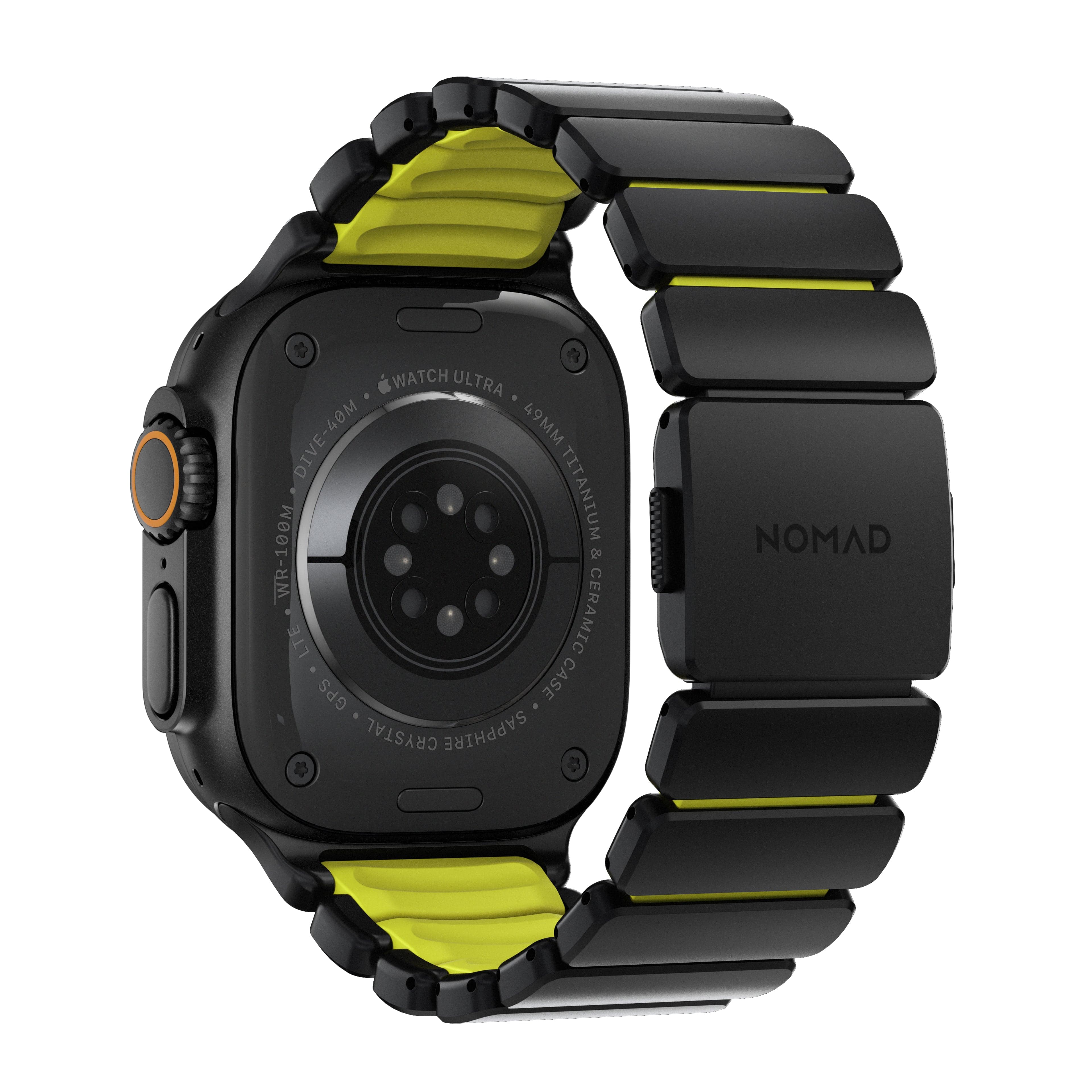 Řemínek pro Apple Watch 45/46/49 mm Nomad Stratos Band FKM - černý/zelený - náhled 3