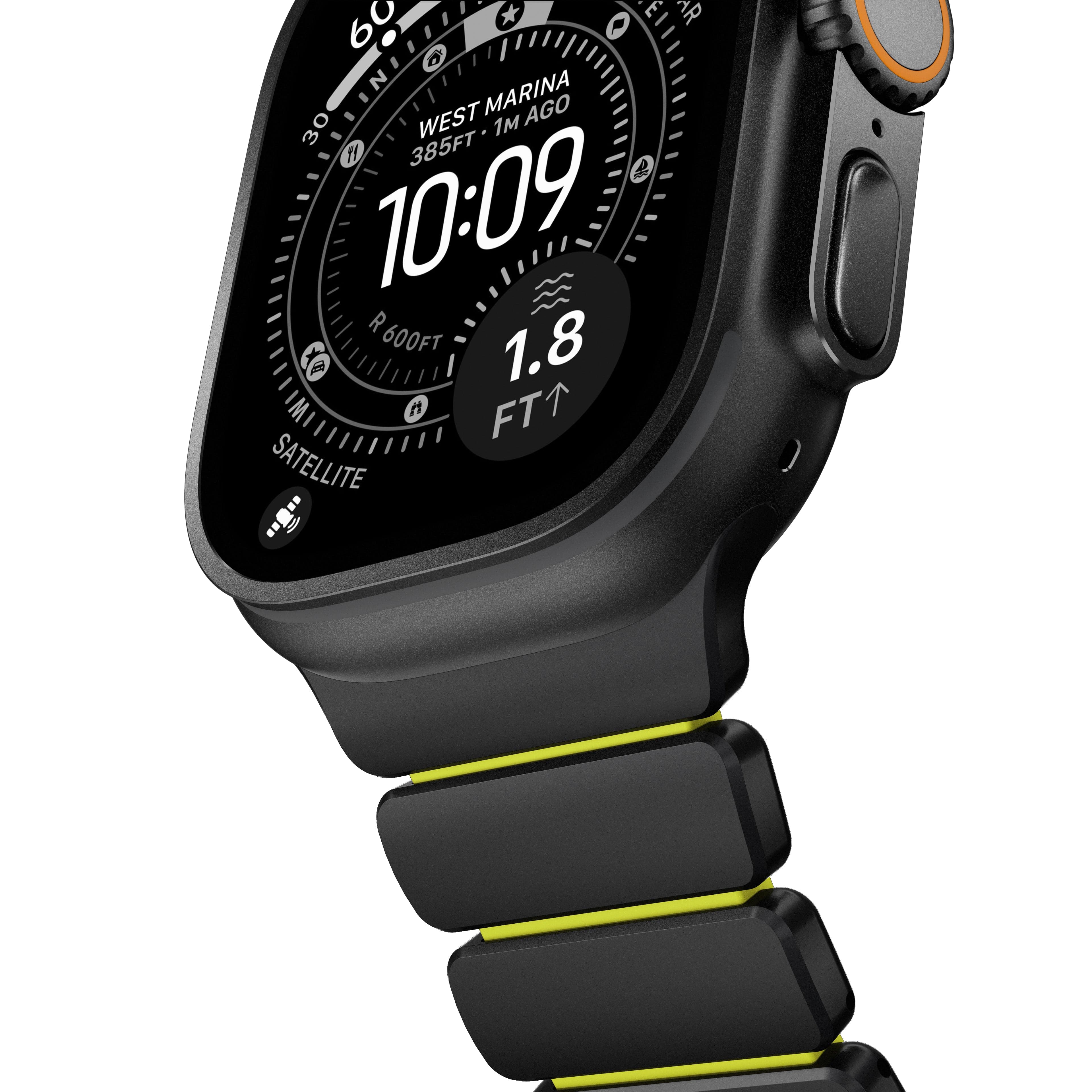 Řemínek pro Apple Watch 45/46/49 mm Nomad Stratos Band FKM - černý/zelený - náhled 5