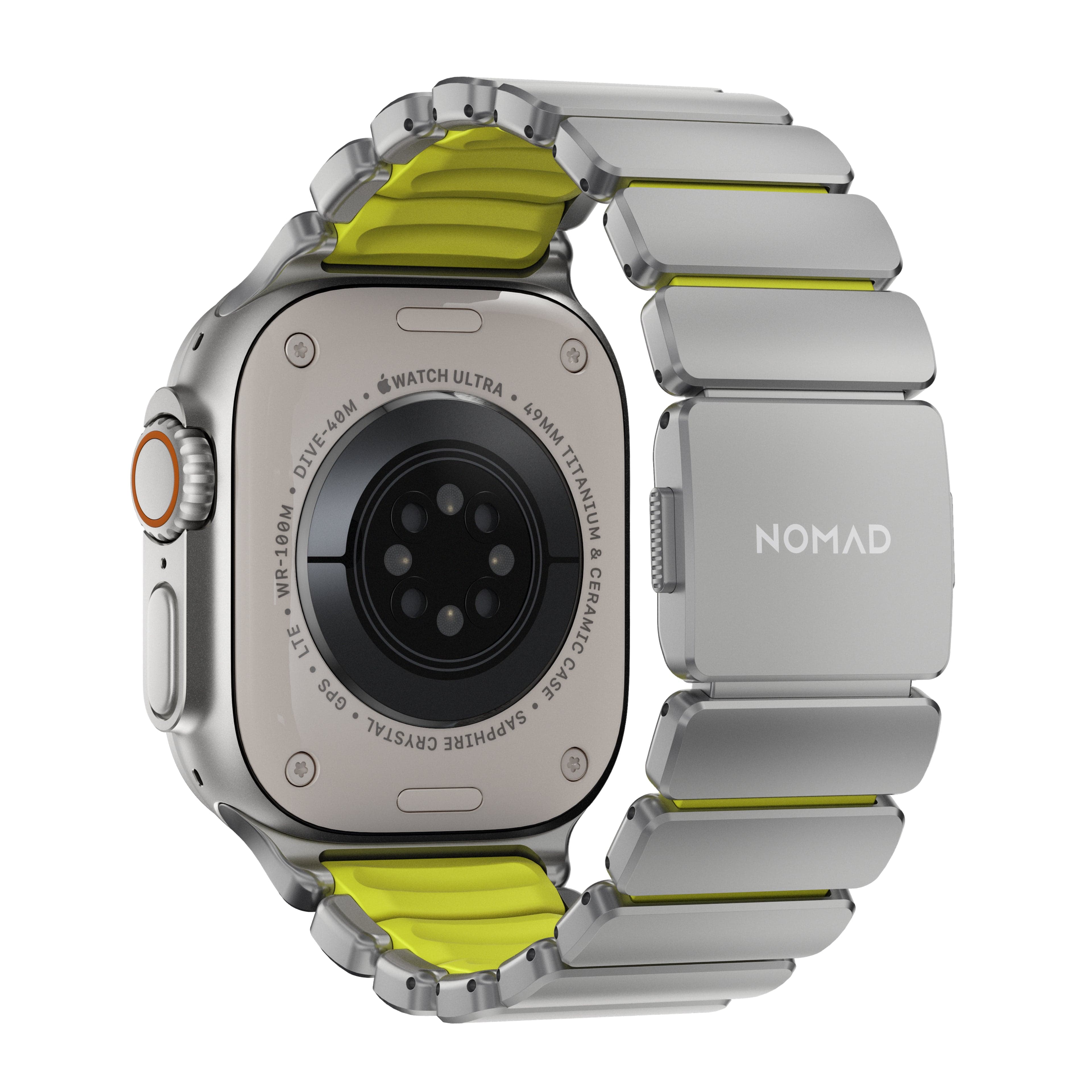 Řemínek pro Apple Watch 45/46/49 mm Nomad Stratos Band FKM - stříbrný/zelený - náhled 3