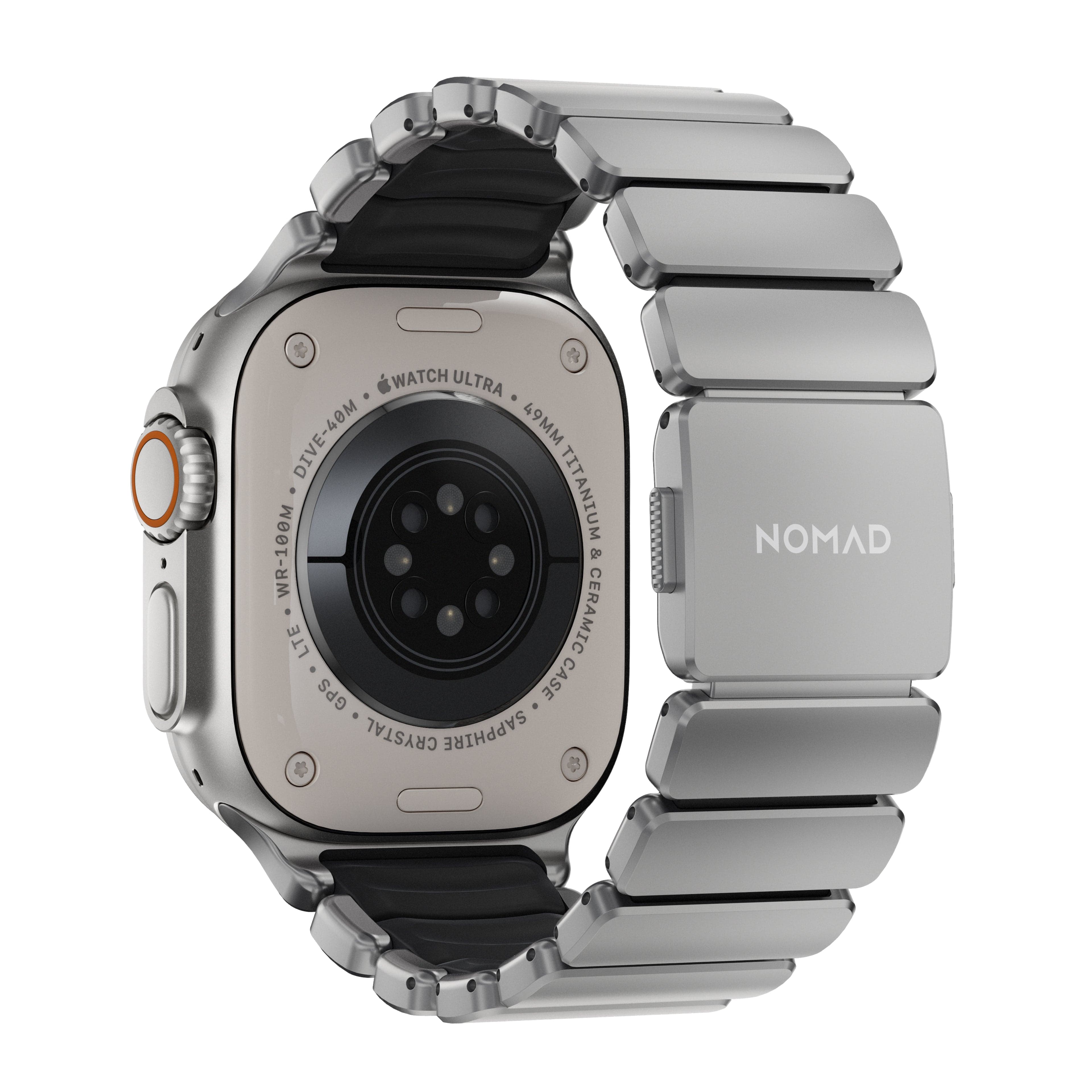 Řemínek pro Apple Watch 45/46/49 mm Nomad Stratos Band FKM - stříbrný - náhled 3