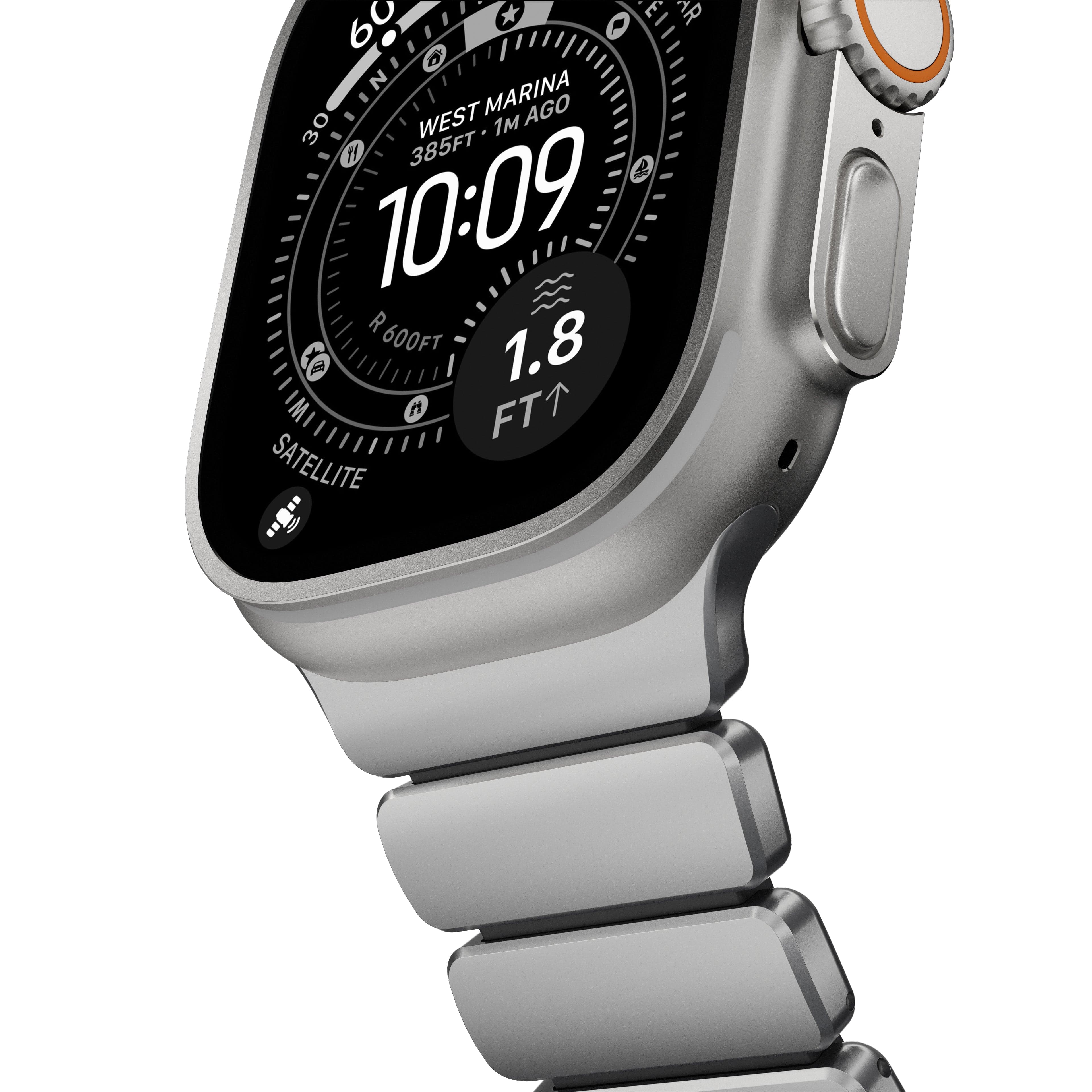 Řemínek pro Apple Watch 45/46/49 mm Nomad Stratos Band FKM - stříbrný - náhled 5