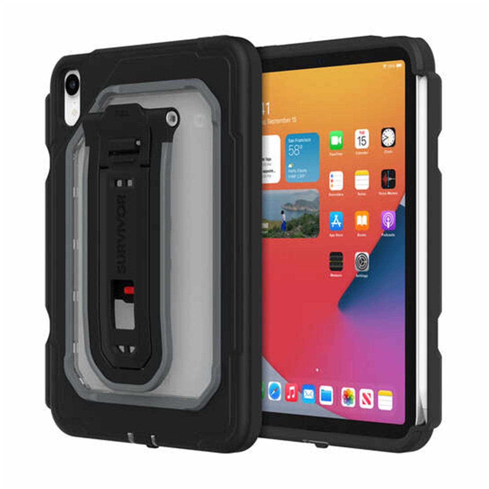 Odolný modulární kryt s poutkem na ruku Griffin Survivor Endurance pro iPad mini 6 - černý - náhled 4