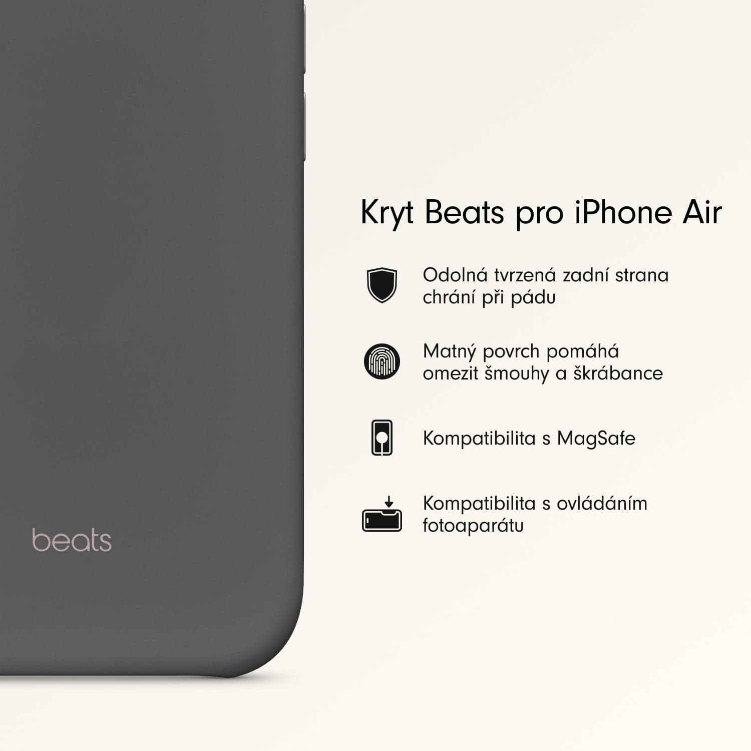 Kryt pro iPhone Air Beats s MagSafe a ovladačem fotoaparátu - granitově šedý - náhled 2