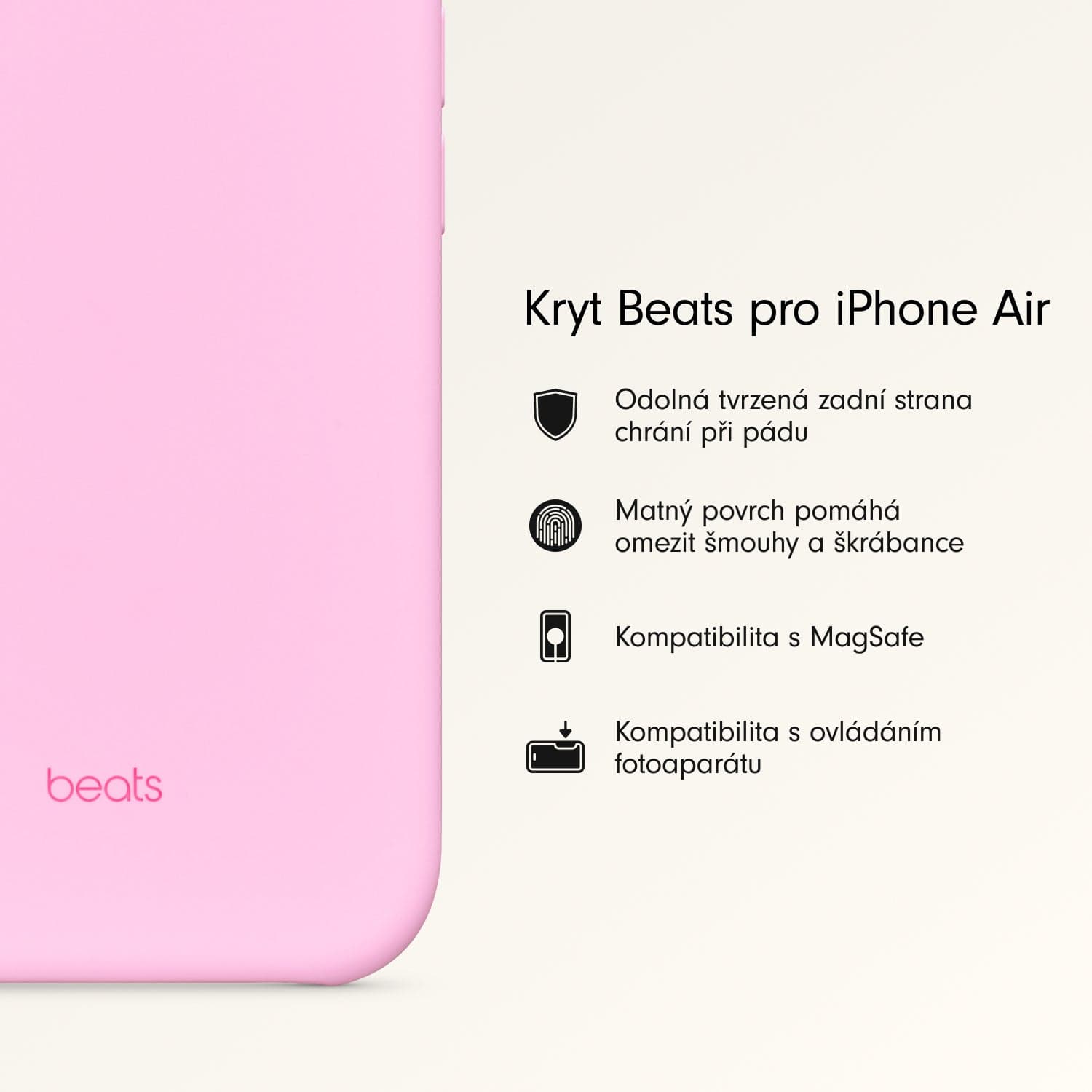 Kryt pro iPhone Air Beats s MagSafe a ovladačem fotoaparátu - oblázkově růžový - náhled 2