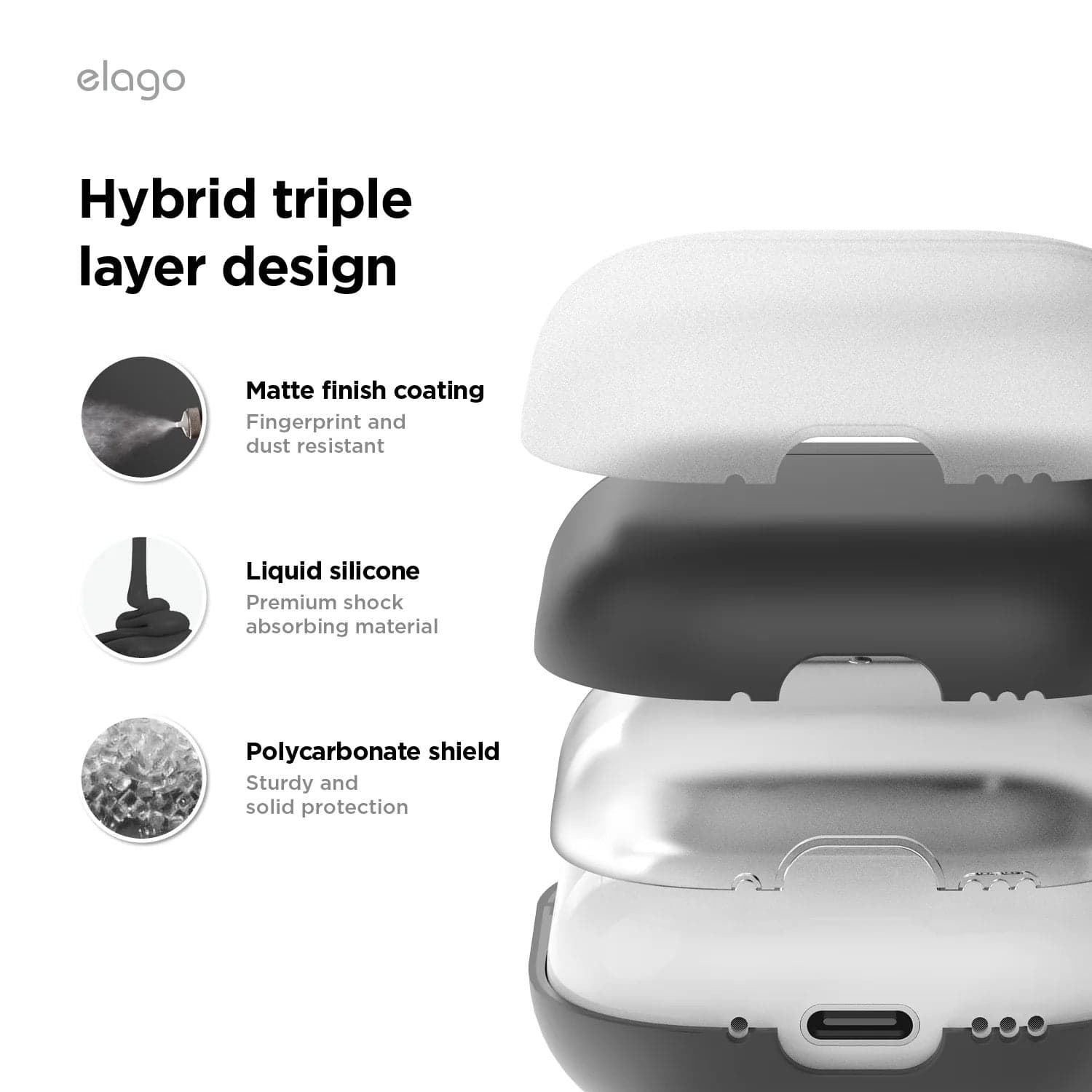Závěsné pouzdro pro AirPods 4 Elago Hybrid Hang Case - šedé - náhled 3