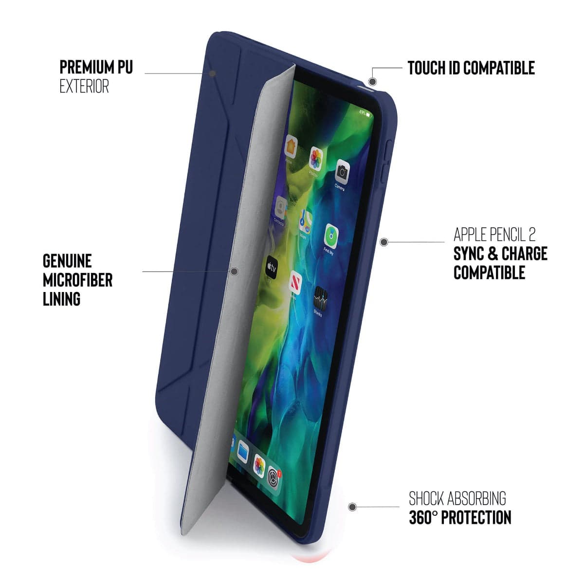Pouzdro Pipetto Origami pro iPad Air 4 10.9" (2020) - námořnicky modré - náhled 4