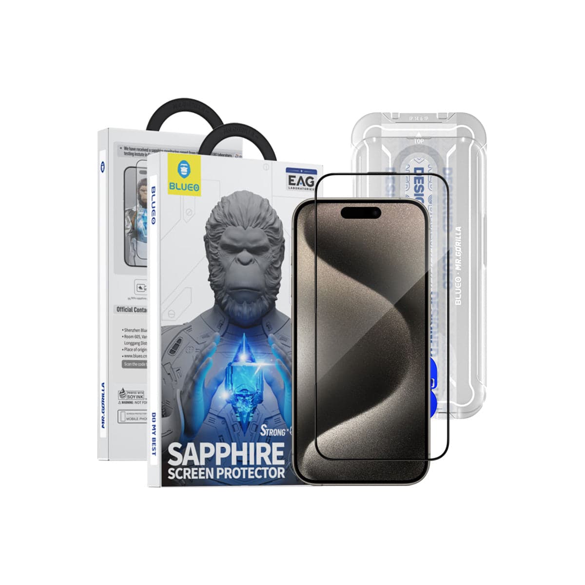 Safírové sklo pro iPhone 15 Pro Blueo - náhled 2