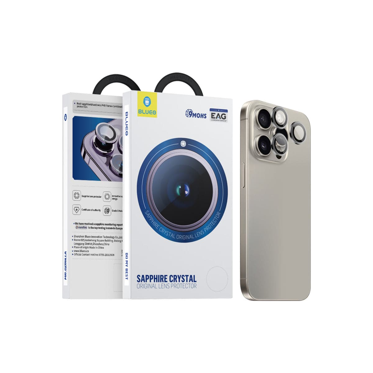 Safírové sklo na čočky pro iPhone 16 Pro Max Blueo - šedé - náhled 3
