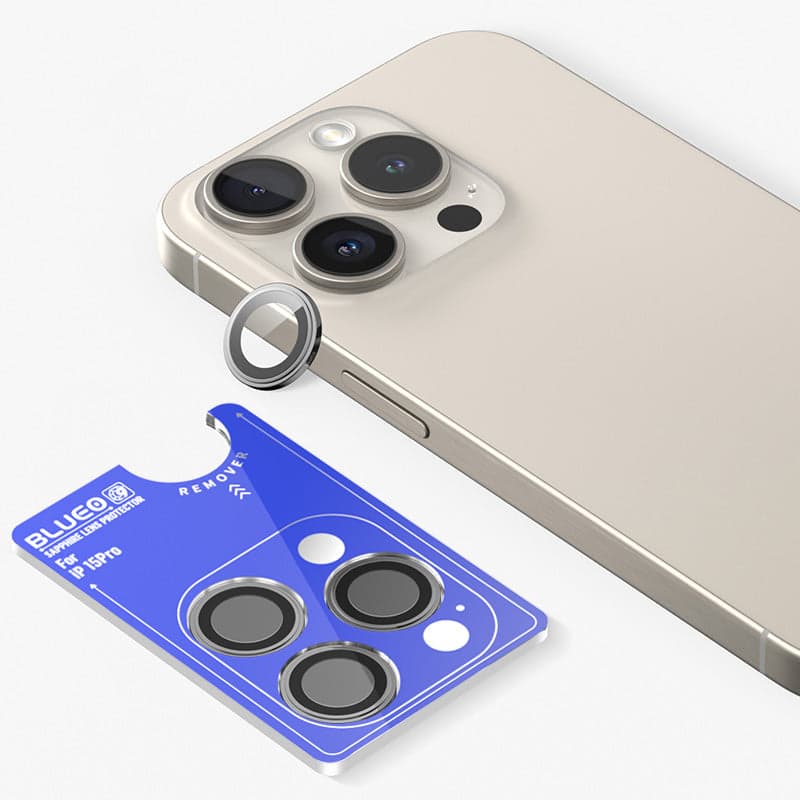 Safírové sklo na čočky pro iPhone 16 Pro Max Blueo - šedé - náhled 2