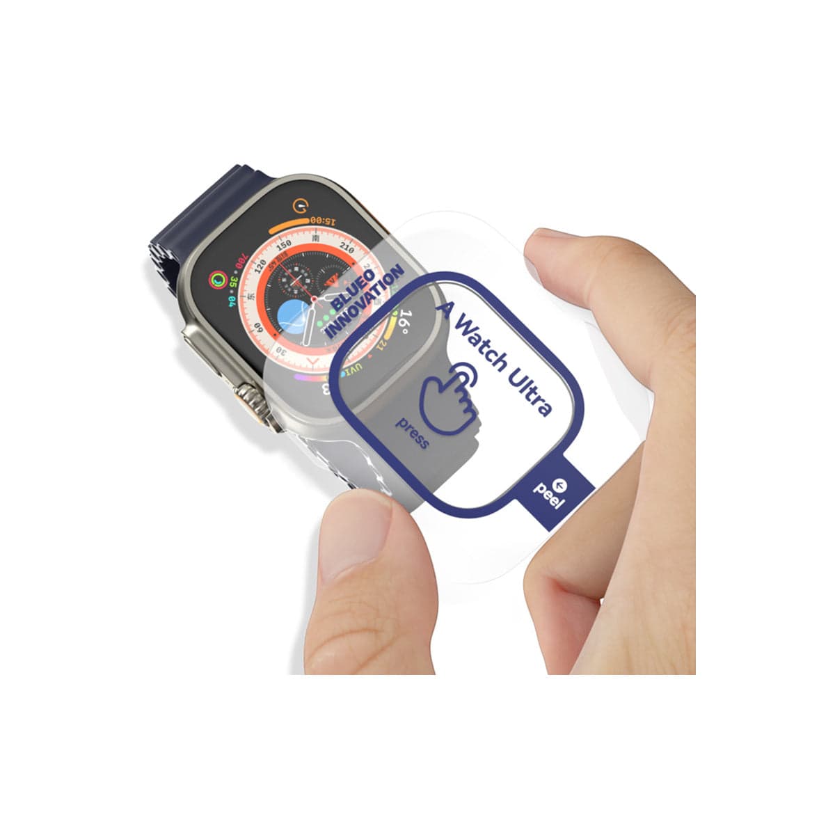 Safírové sklo s titanovým rámem pro Apple Watch Ultra Blueo - náhled 4
