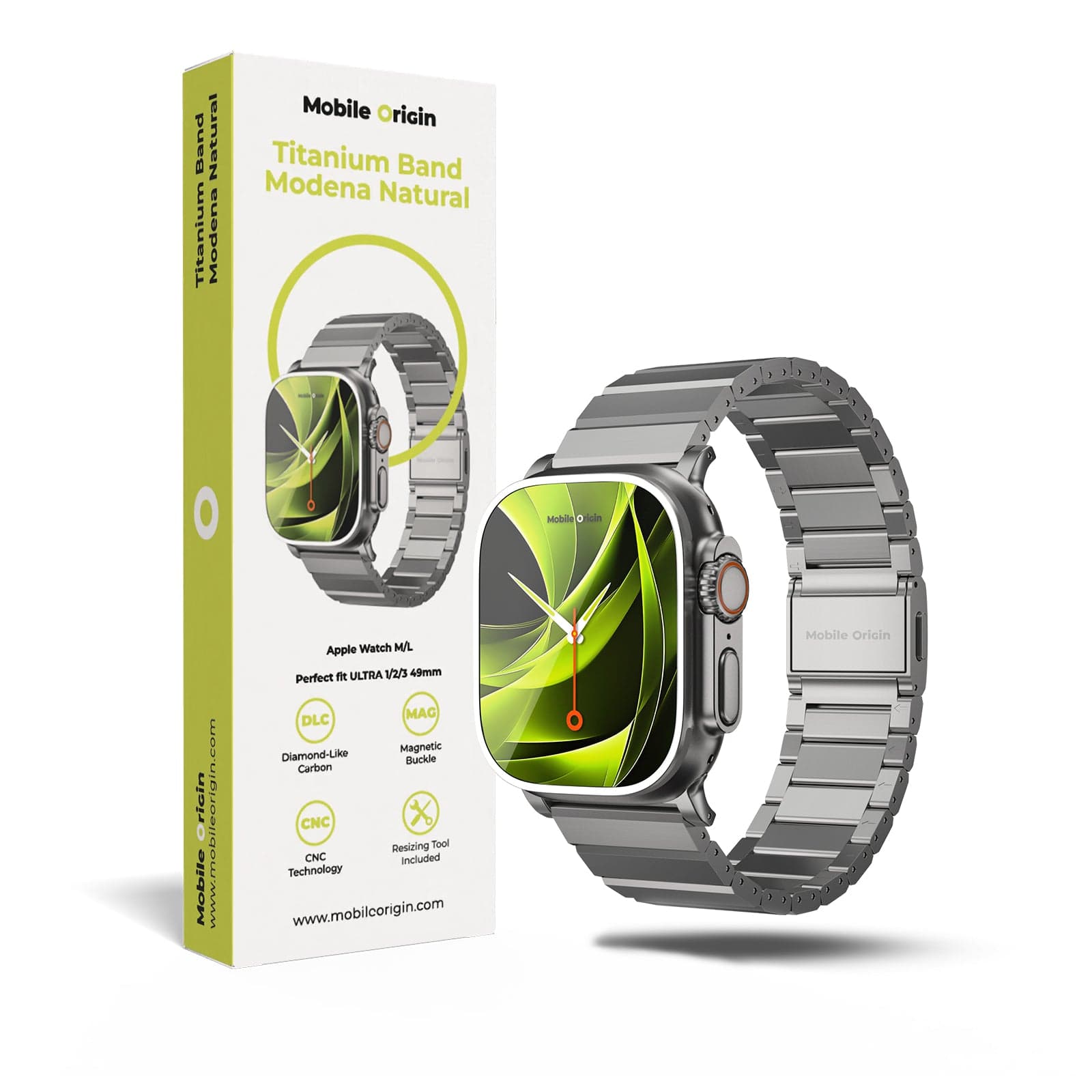 Titanový řemínek pro Apple Watch Ultra 44/45/46/49 mm Mobile Origin Titanium Band Modena - přírodní - náhled 2
