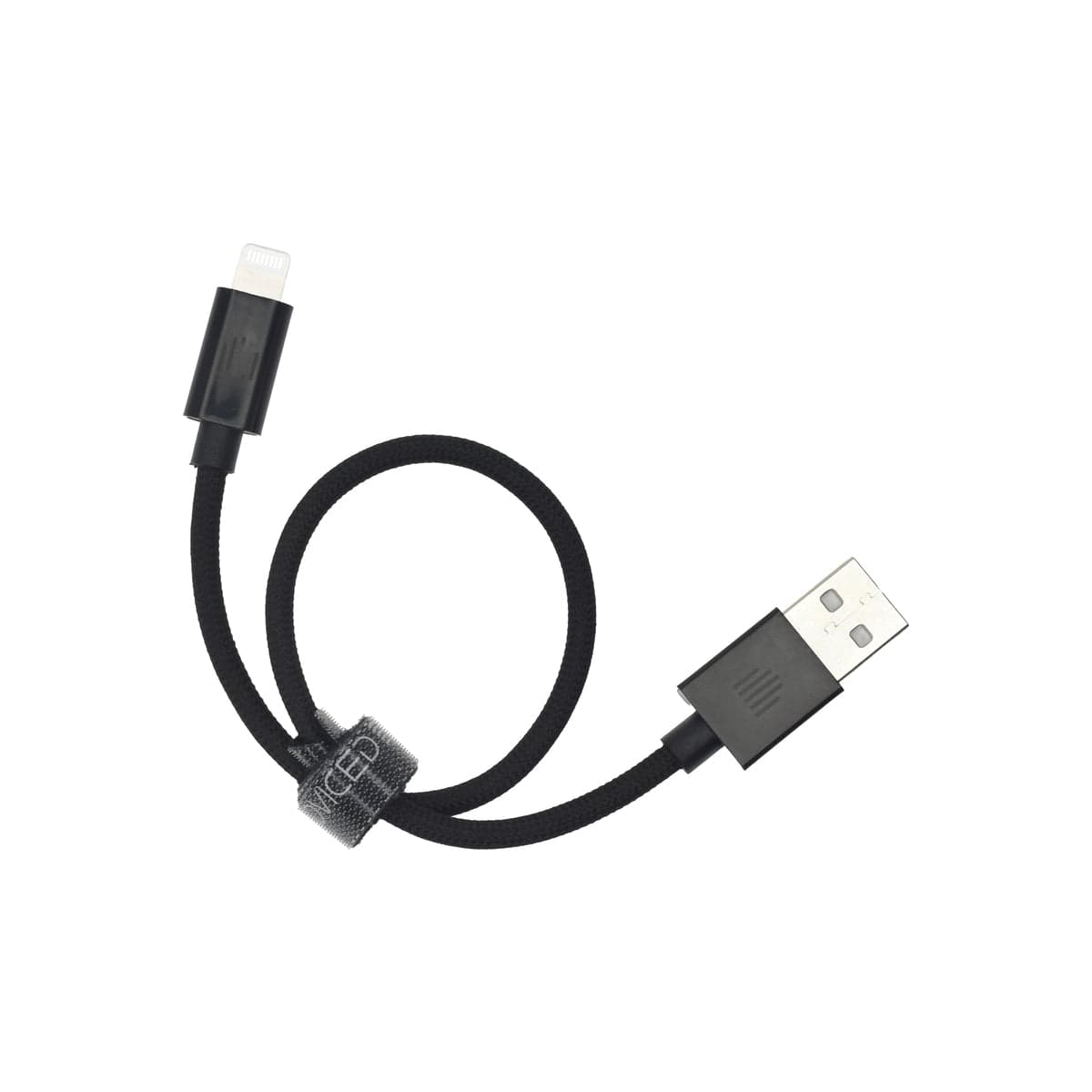 Pletený kabel USB-A / Lightning Dviced 0,25 m – černý - náhled 2