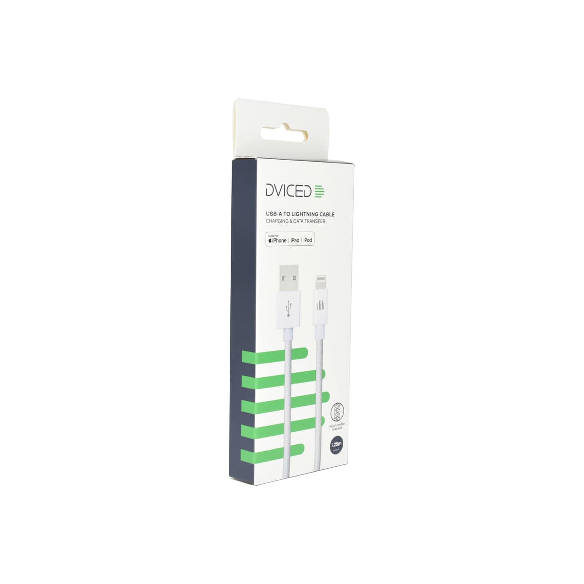 Pletený kabel USB-A / Lightning Dviced 1,25 m – bílý - náhled 5