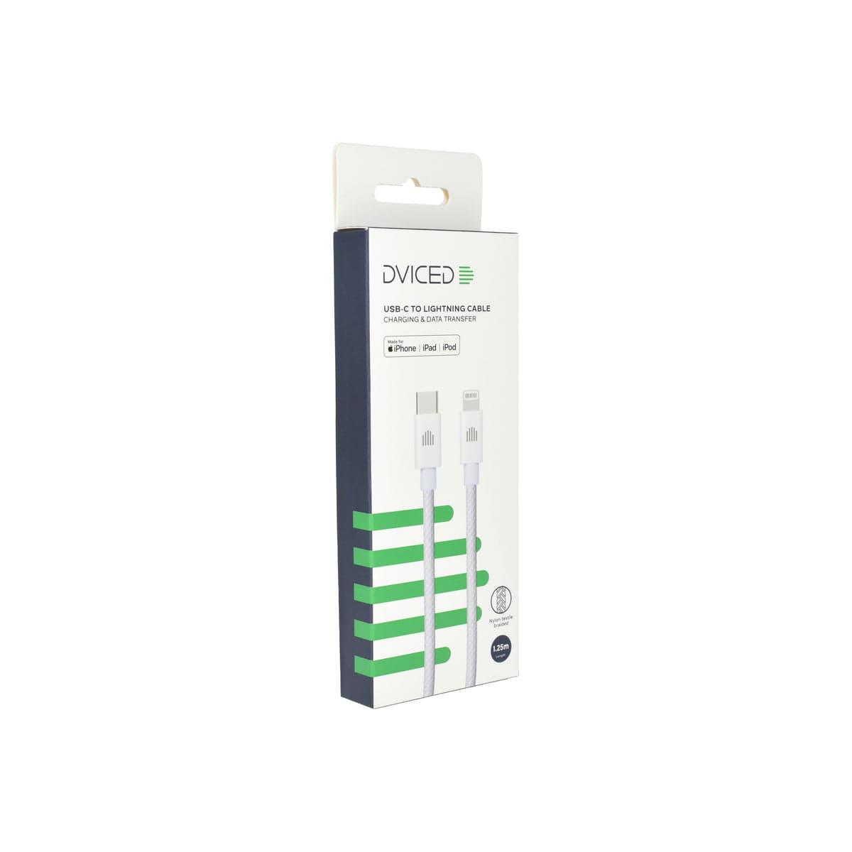 Pletený kabel USB-C / Lightning Dviced 1,25 m – bílý - náhled 4