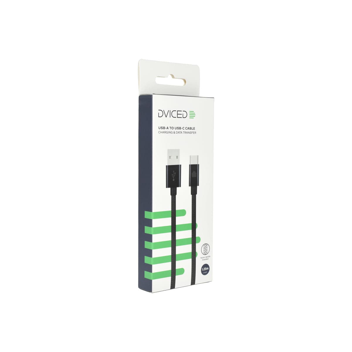 Pletený kabel USB-A / USB-C Dviced 1,25 m – černý - náhled 4
