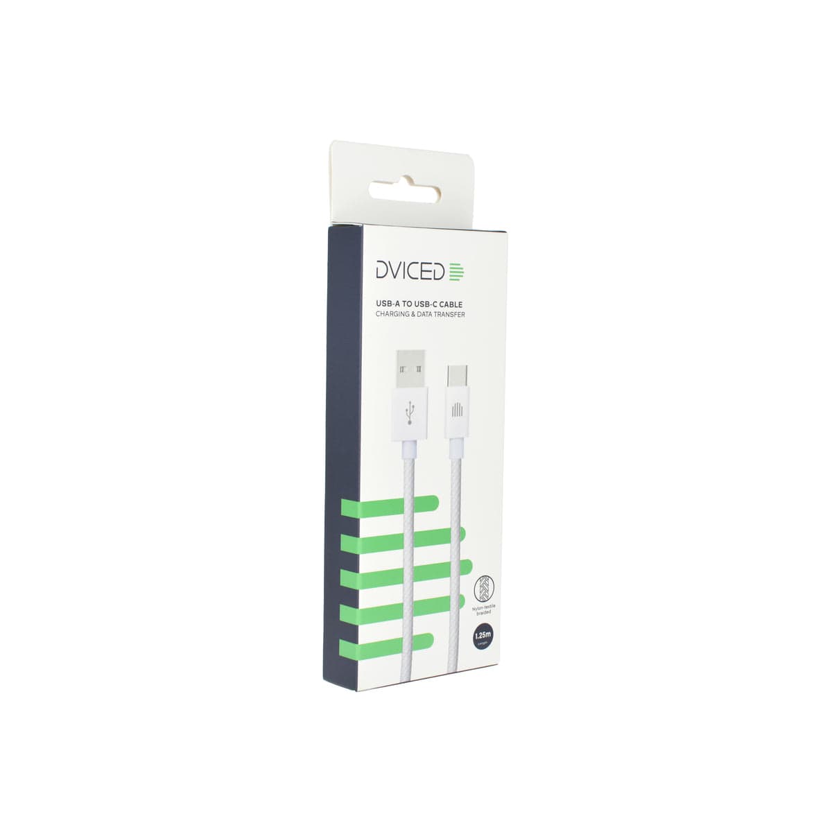 Pletený kabel USB-A / USB-C Dviced 1,25 m – bílý - náhled 4
