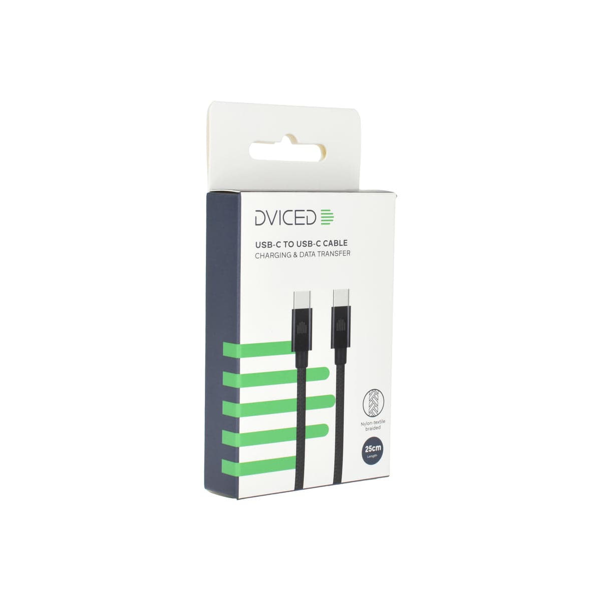 Pletený kabel USB-C / USB-C Dviced 0,25 m – černý - náhled 4