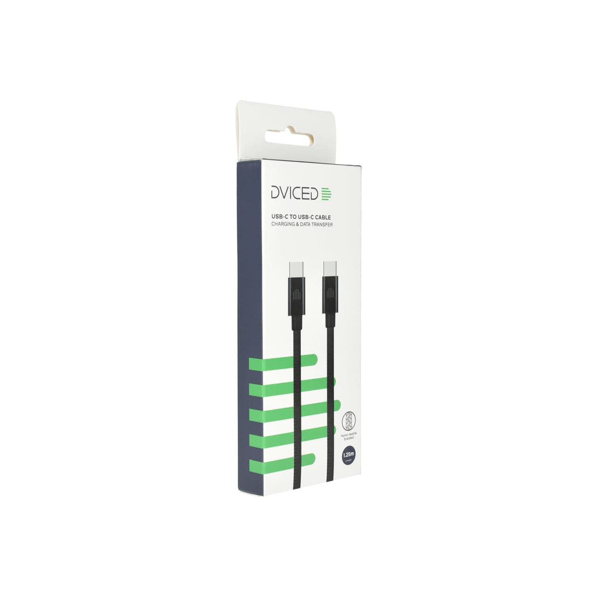 Pletený kabel USB-C / USB-C Dviced 1,25 m – černý - náhled 4