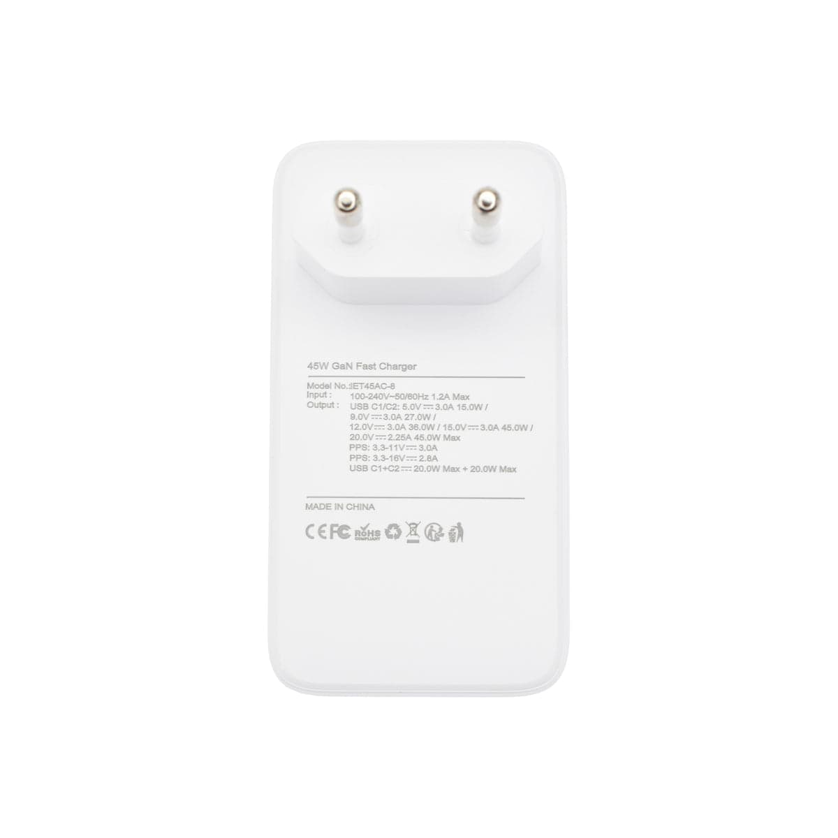 45W GaN tenká nabíječka Dviced 2× USB-C - bílá - náhled 4