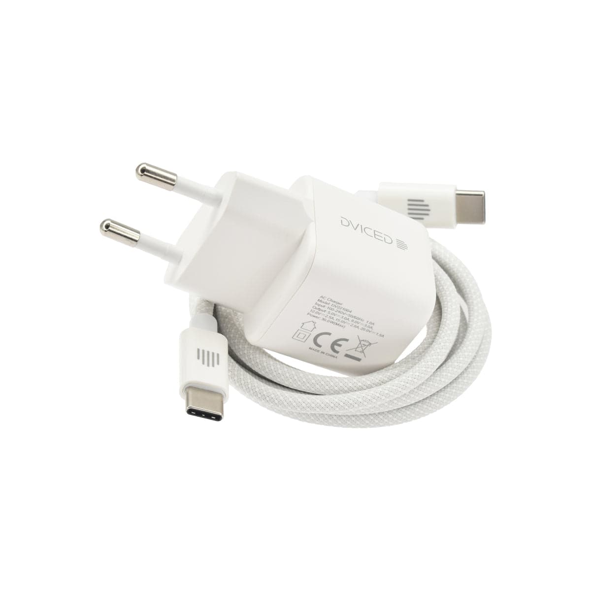 30W nabíječka GaN Dviced USB-C s kabelem – bílá - náhled 3