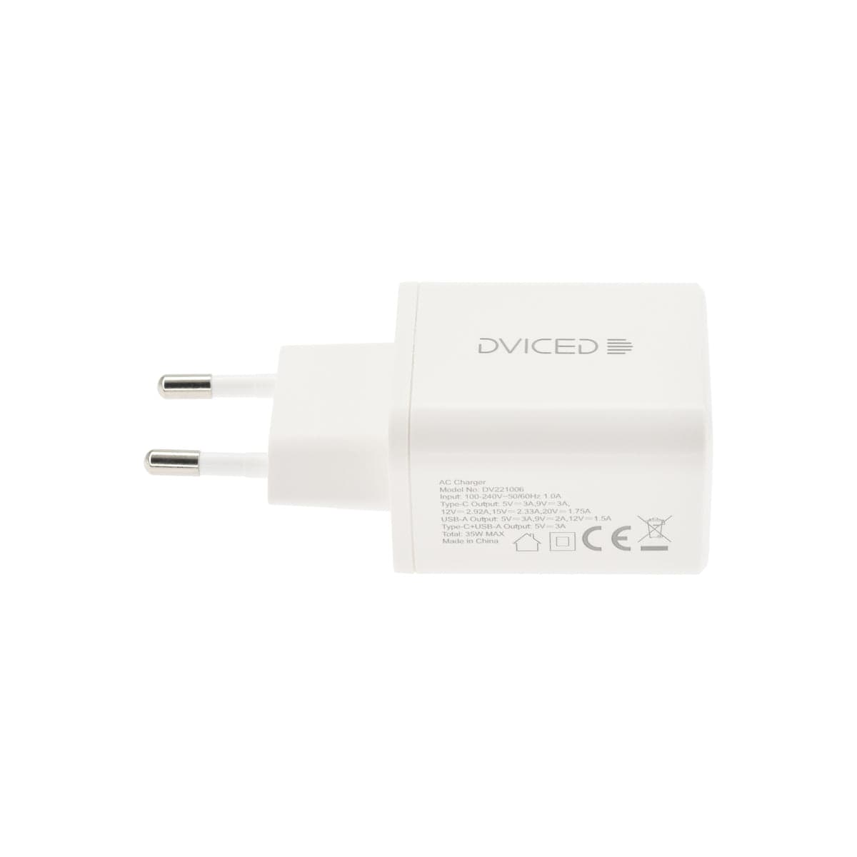35W nabíječka GaN Dviced 1× USB-A, 1× USB-C – bílá - náhled 2