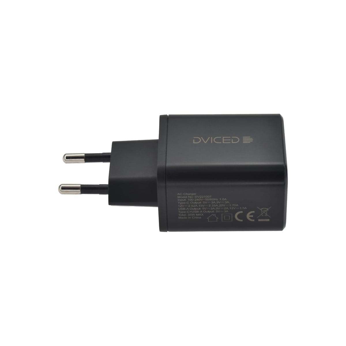 35W nabíječka GaN Dviced 1× USB-A, 1× USB-C – černá - náhled 2