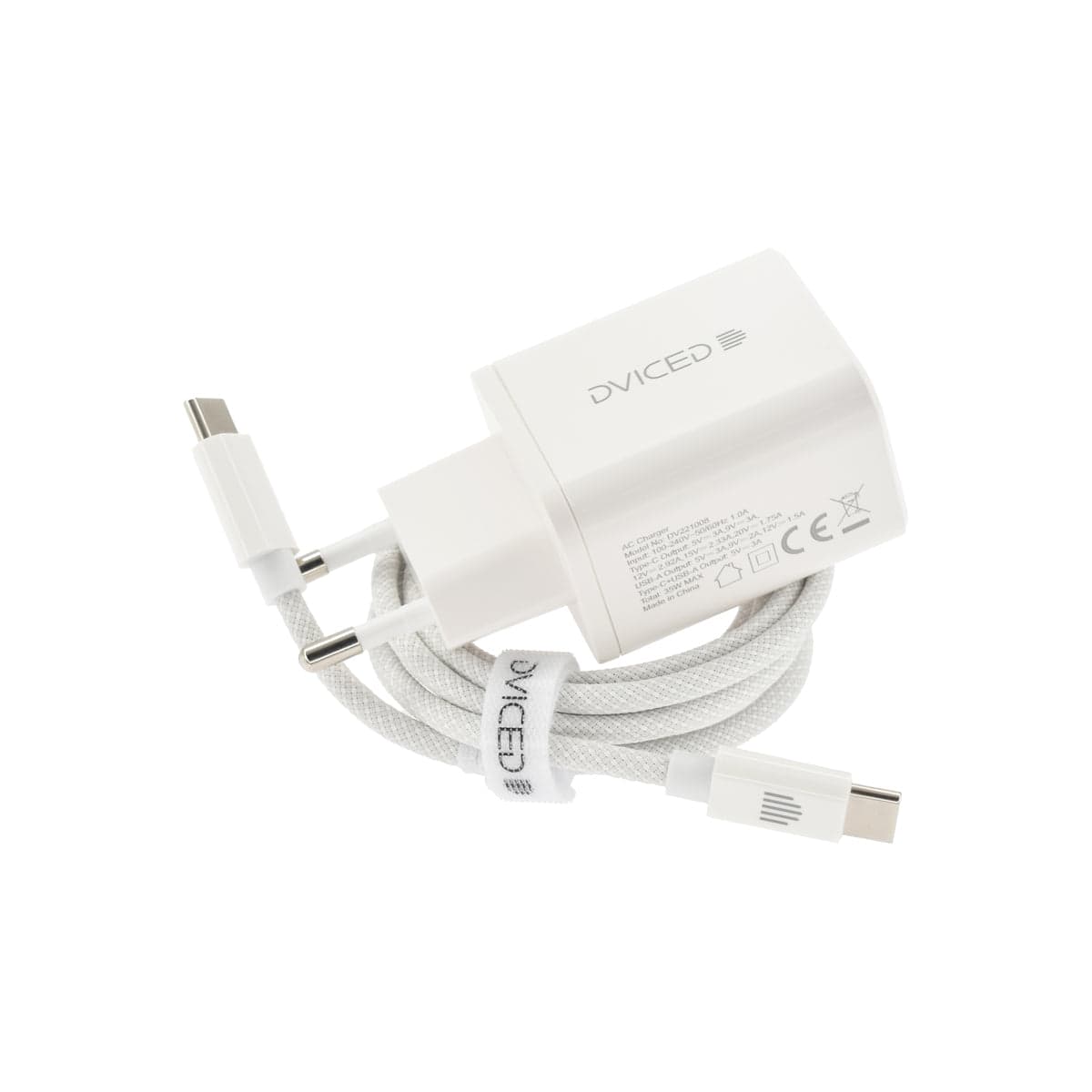 Nabíječka 35W GaN Dviced 1× USB-A, 1× USB-C s kabelem – bílá - náhled 2