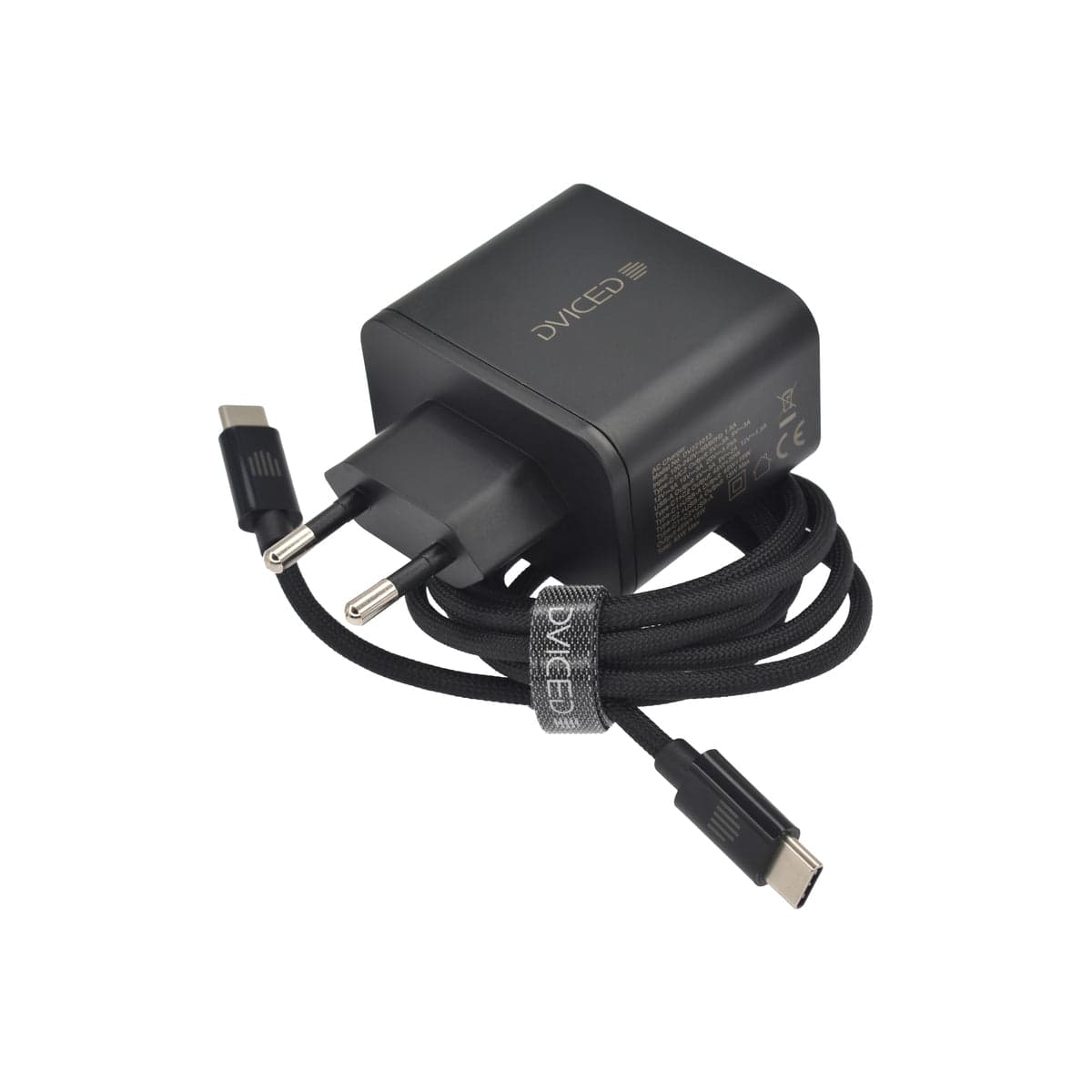 Nabíječka 65W GaN Dviced 1× USB-A, 2× USB-C s kabelem – černá - náhled 2