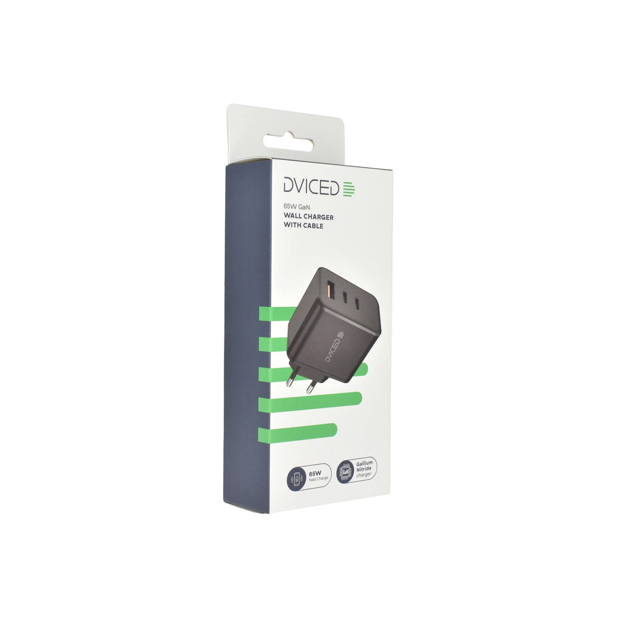 Nabíječka 65W GaN Dviced 1× USB-A, 2× USB-C s kabelem – černá - náhled 3