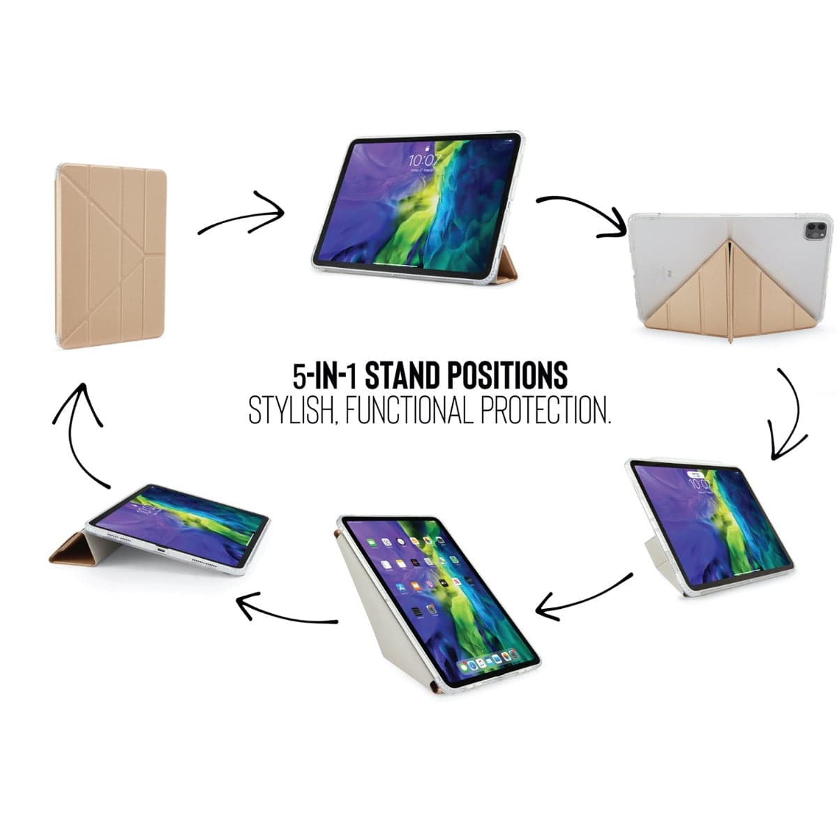 Pouzdro Pipetto na iPad Air 4 10.9 Metallic Origami - zlaté - náhled 4