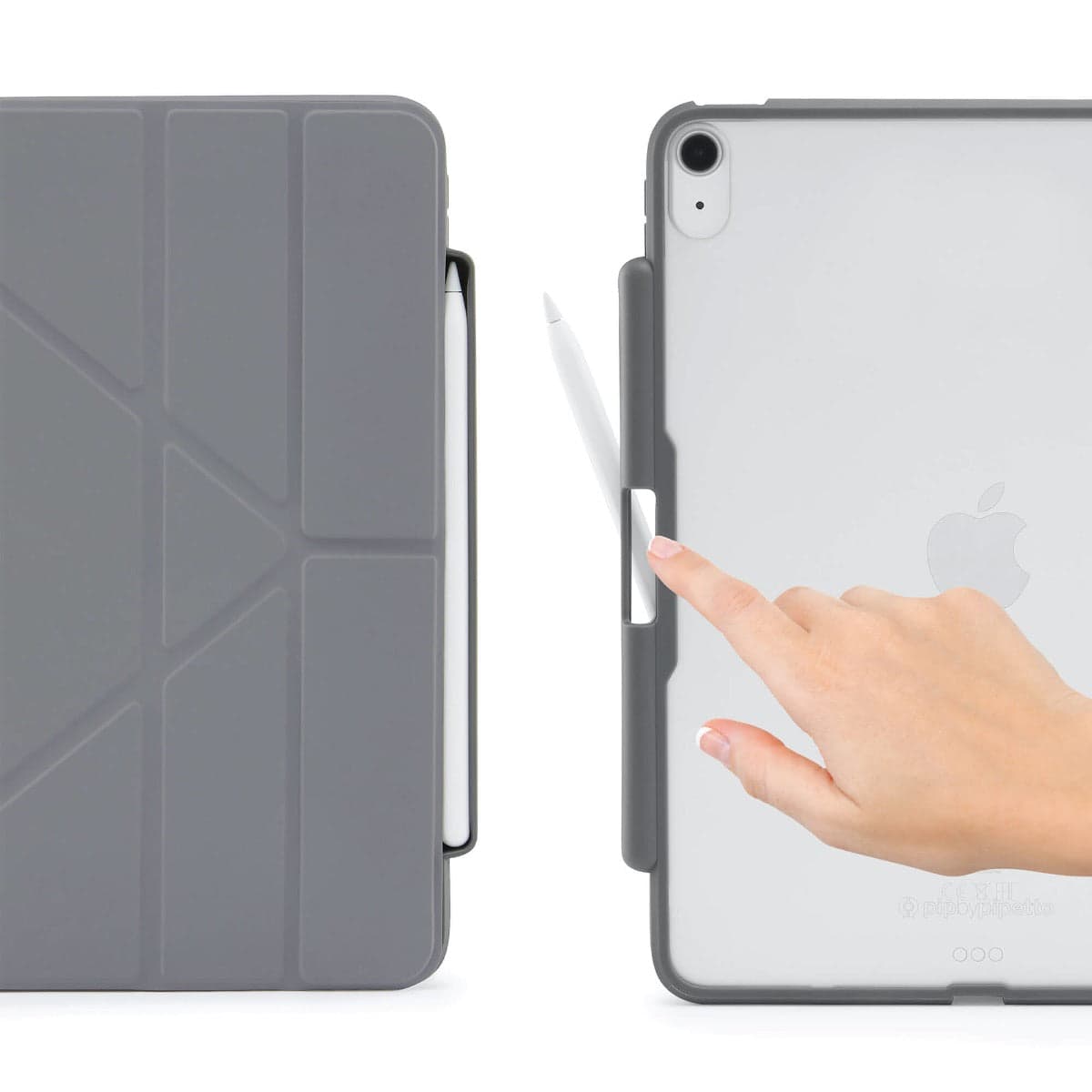 Pouzdro Pipetto Origami pro iPad Air 4 10.9" (2020) s prostorem na Apple Pencil - šedé - náhled 4