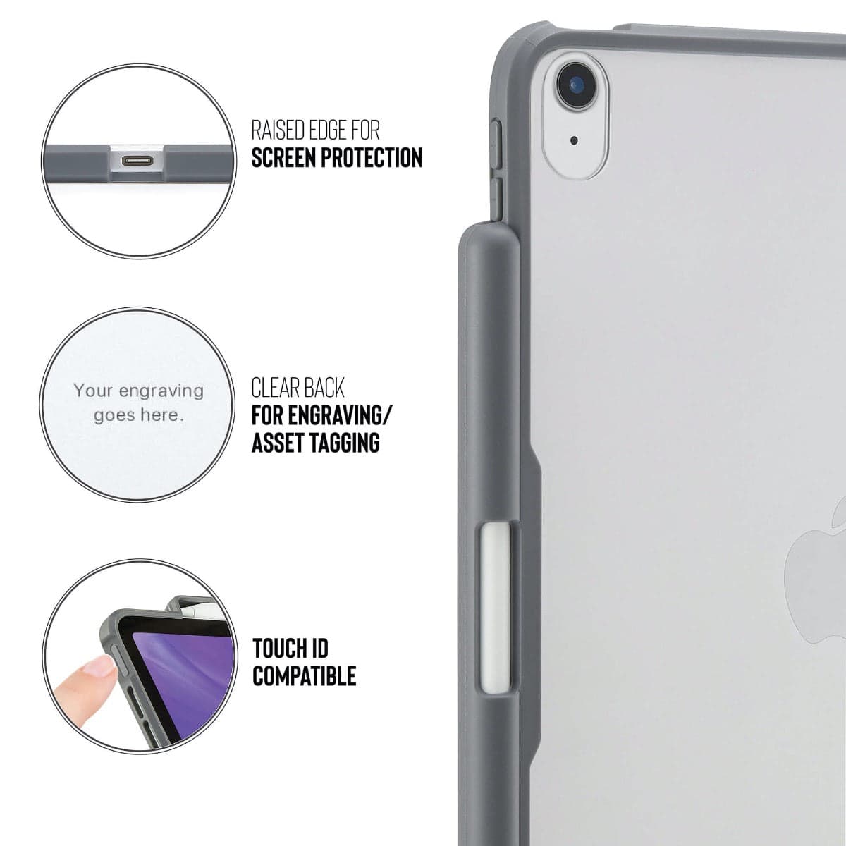 Pouzdro Pipetto Origami pro iPad Air 4 10.9" (2020) s prostorem na Apple Pencil - šedé - náhled 3