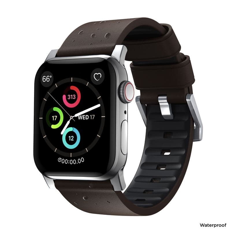 Řemínek pro Apple Watch 42/44/45/49 mm Nomad Active Strap Pro - hnědý se stříbrnou přezkou - náhled 3