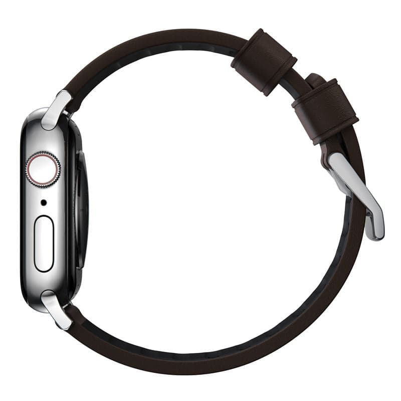 Řemínek pro Apple Watch 42/44/45/49 mm Nomad Active Strap Pro - hnědý se stříbrnou přezkou - náhled 4
