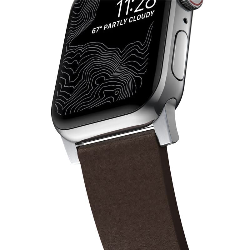 Řemínek pro Apple Watch 42/44/45/49 mm Nomad Active Strap Pro - hnědý se stříbrnou přezkou - náhled 5