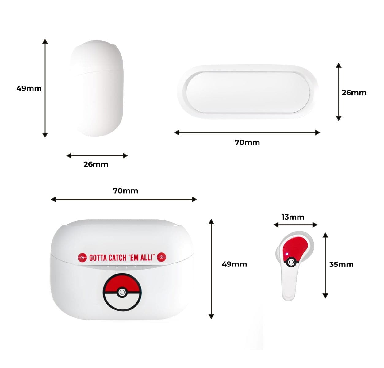 Dětská bezdrátová sluchátka OTL TWS Pokémon Poké Ball - náhled 4