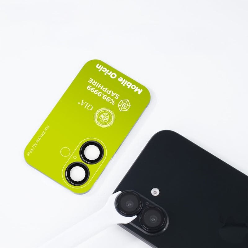 Safírové sklo na čočky pro iPhone 16/16 Plus Mobile Origin - černé - náhled 3