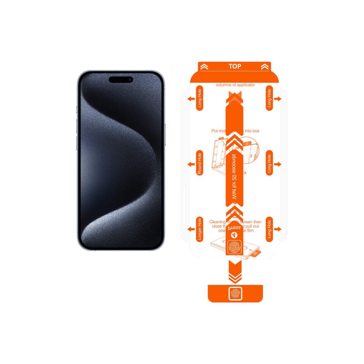 Ochranné sklo pro iPhone 15 Pro Max se snadným aplikátorem Mobile Origin Screen Guard - 2ks - náhled 2