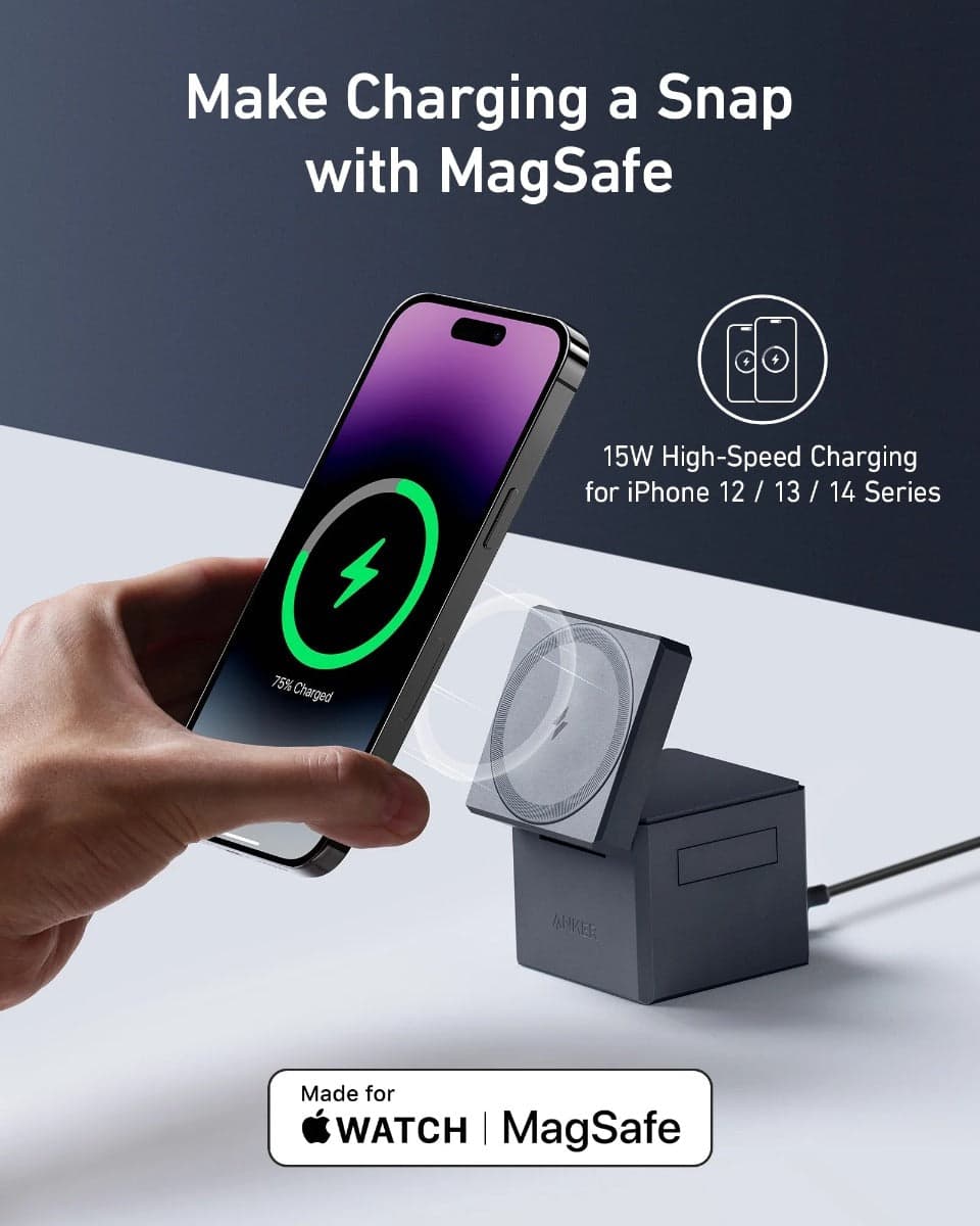 MagSafe bezdrátová nabíječka Anker 3in1 Cube MagGo - náhled 4