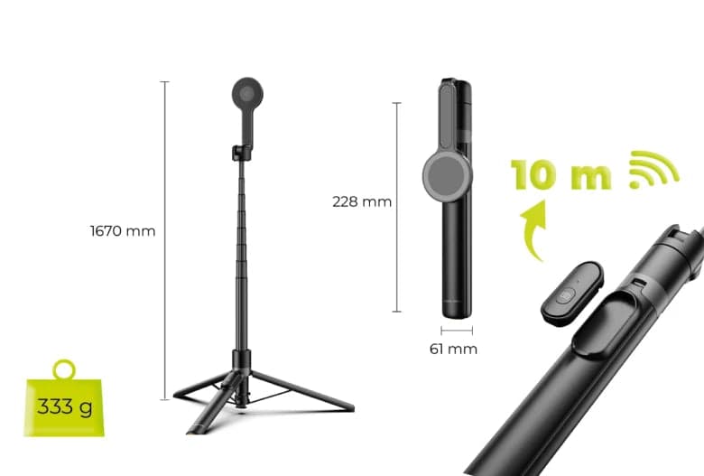 Magnetický selfie stick s tripodem Mobile Origin S2 - náhled 4
