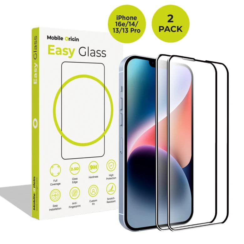 Ochranné sklo pro iPhone 16e / 14 / 13 / 13 Pro Mobile Origin EasyGlass - 2 ks