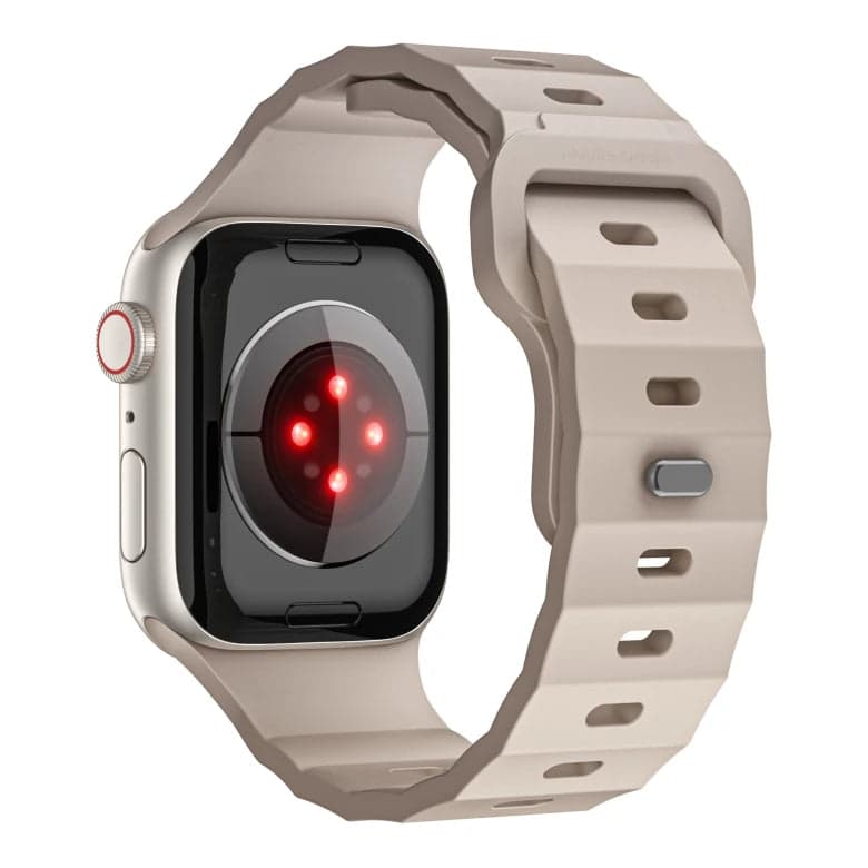 Řemínek pro Apple Watch 44/45/46/49 mm Mobile Origin FKM Strap s kovovým zapínáním - béžový - náhled 2