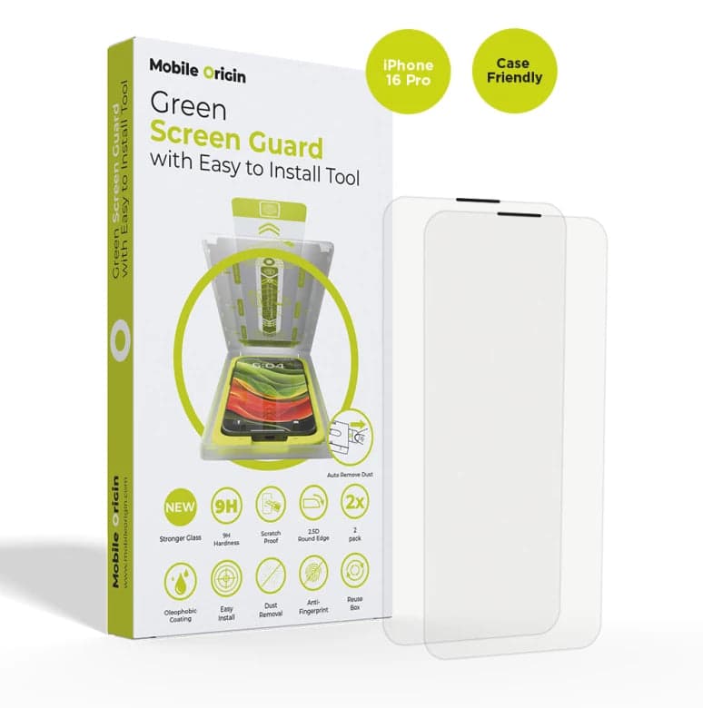 Ochranné sklo pro iPhone 16 Pro Mobile Origin EasyGlass Case Friendly s aplikátorem - 2 ks