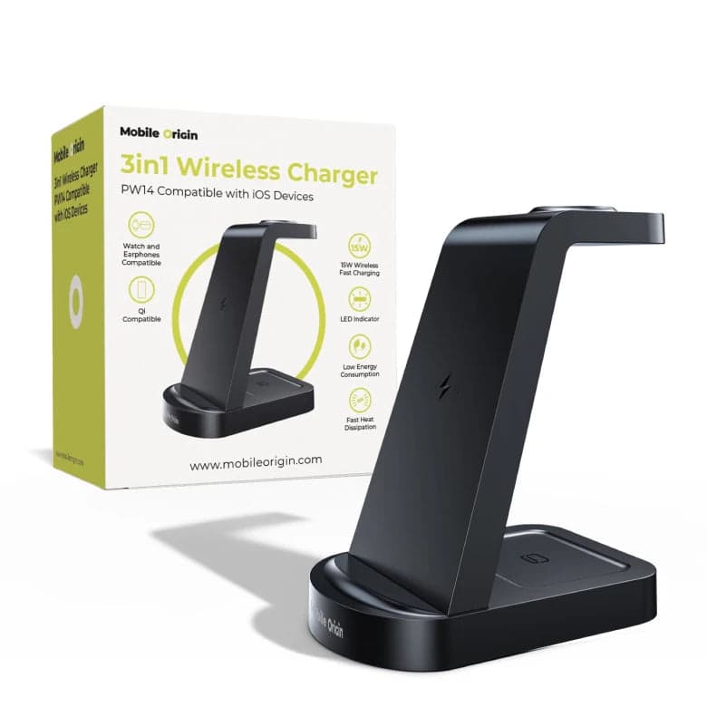 Bezdrátová nabíječka Mobile Origin 3in1 Wireless Charger PW14 MagSafe Compatible - černá - náhled 4