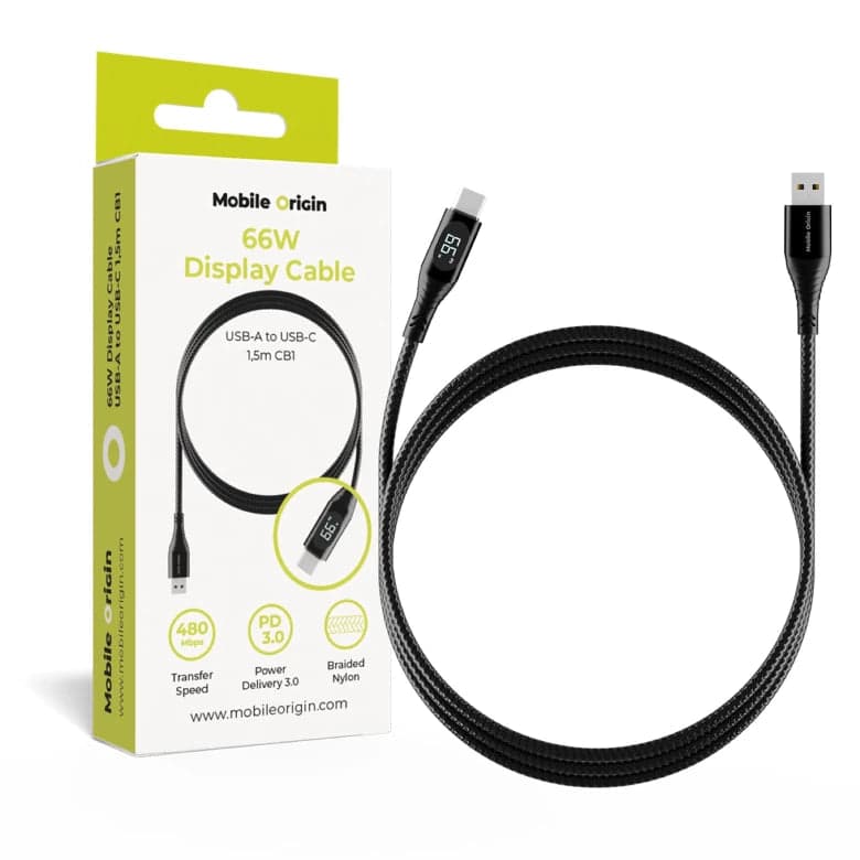 Kabel Mobile Origin 66W Display Cable USB-A na USB-C 1,5 m - černý - náhled 4