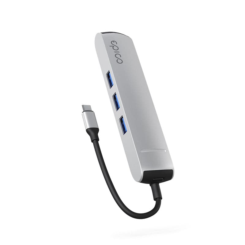 Hliníkový USB-C hub 6v1 Epico s podporou 8K - stříbrný