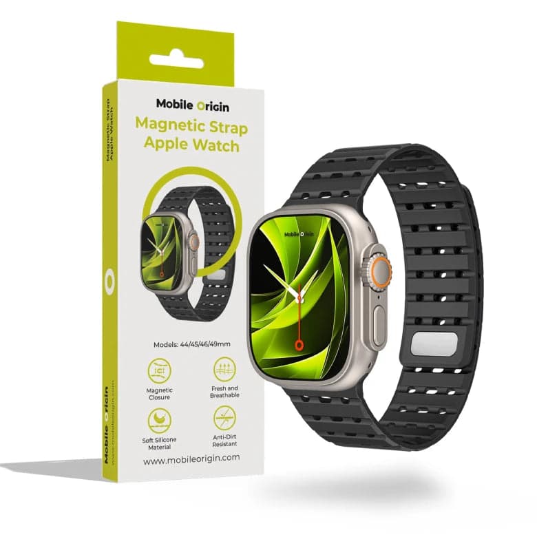 Řemínek pro Apple Watch 44/45/46/49 mm Mobile Origin Elegant Strap s magnetickým zapínáním – černý - náhled 4