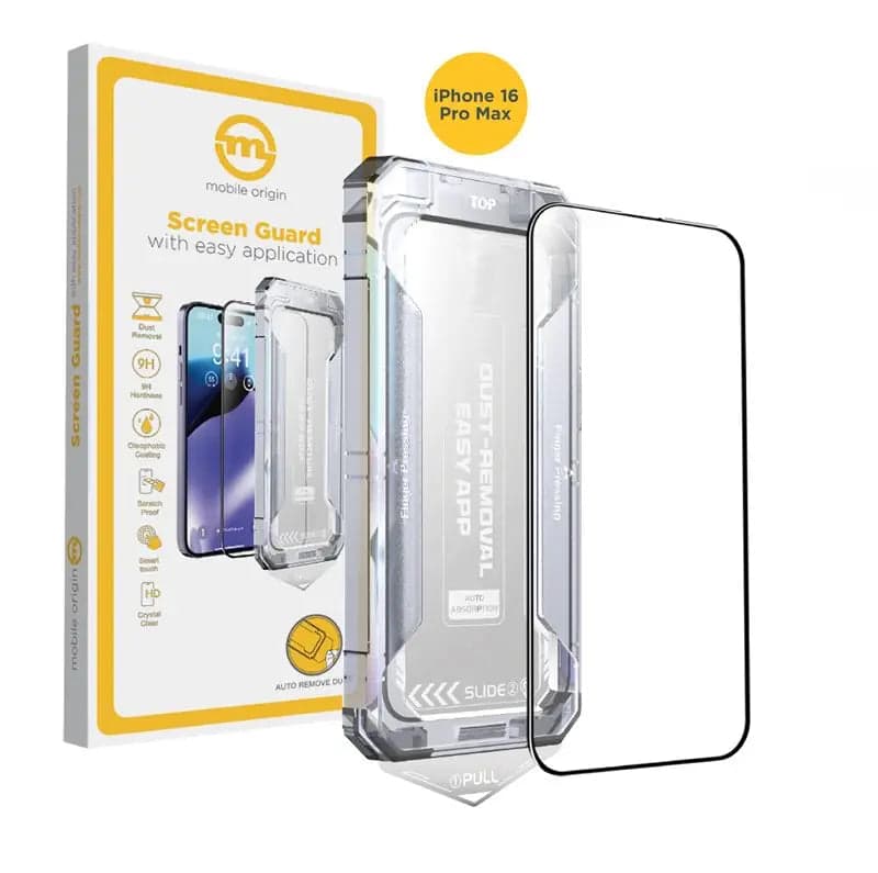 Ochranné sklo pro iPhone 16 Pro Max Mobile Origin Yellow Screen Guard s aplikátorem