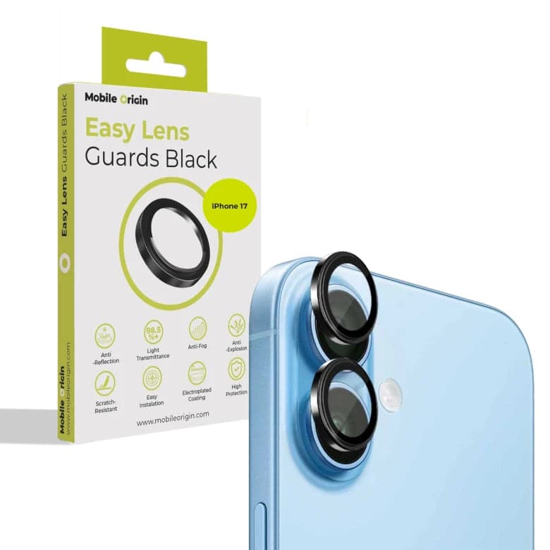 Sklo na fotoaparát pro iPhone 17 Mobile Origin Easy Lens Full Cover - černé
