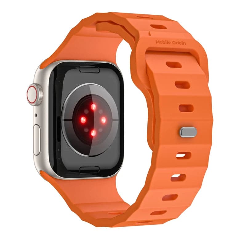 Řemínek pro Apple Watch 44/45/46/49 mm Mobile Origin FKM Strap s kovovým zapínáním - oranžový - náhled 2